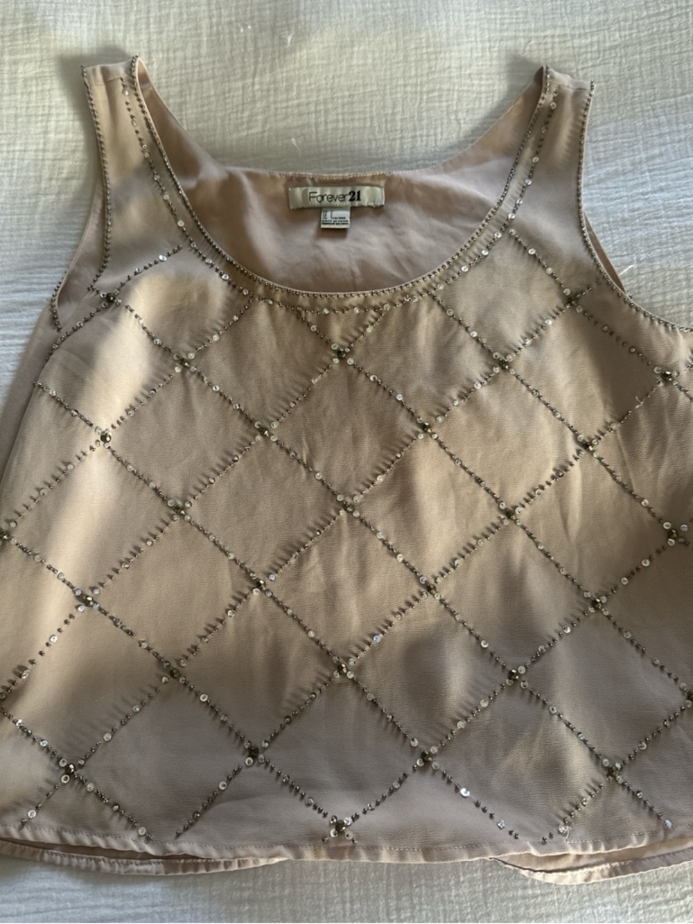 Forever 21 Beige Sequin Grid Camisole
